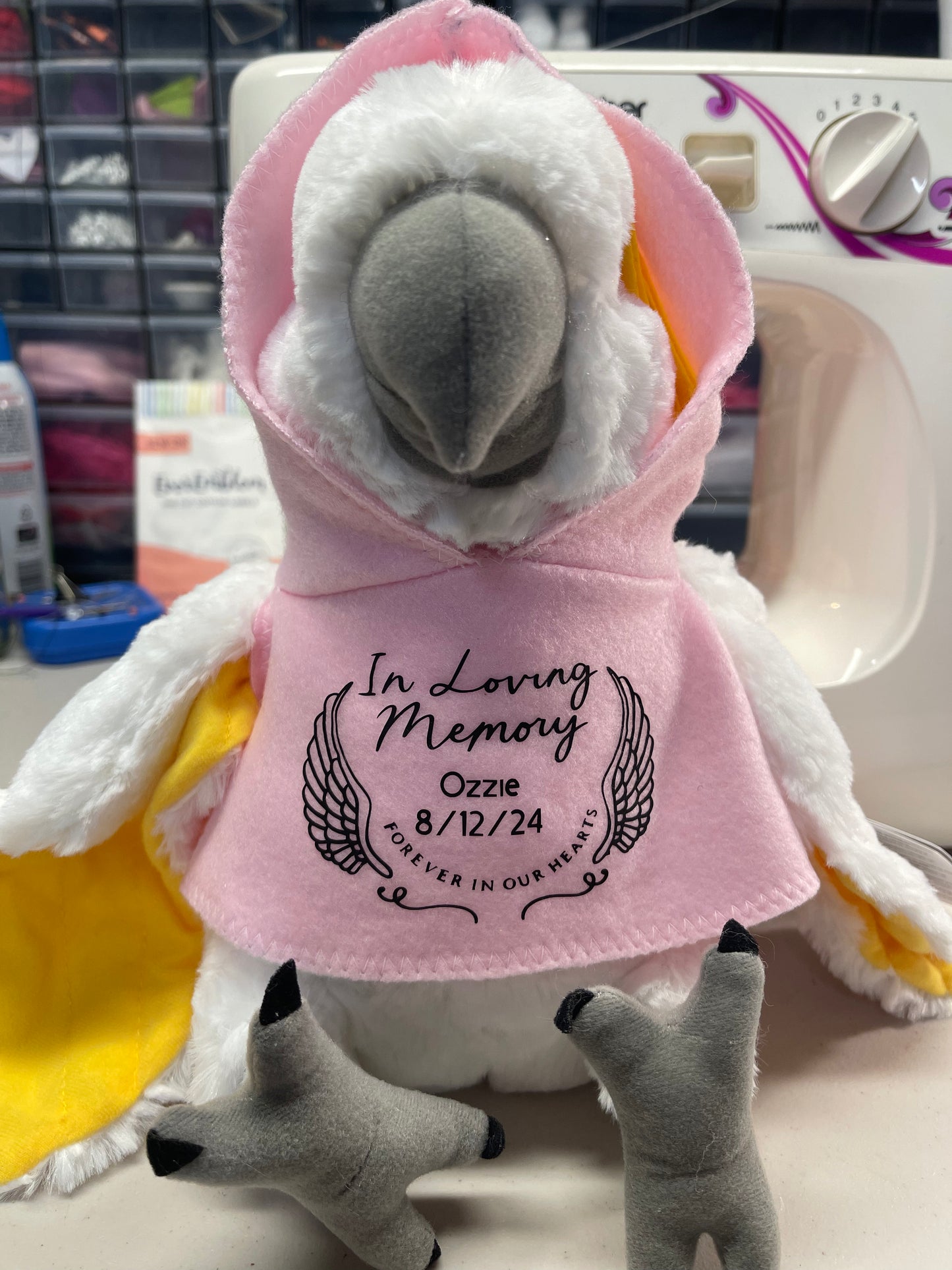 In Memory of Ozzie Hoodie with Cockatoo Plushie