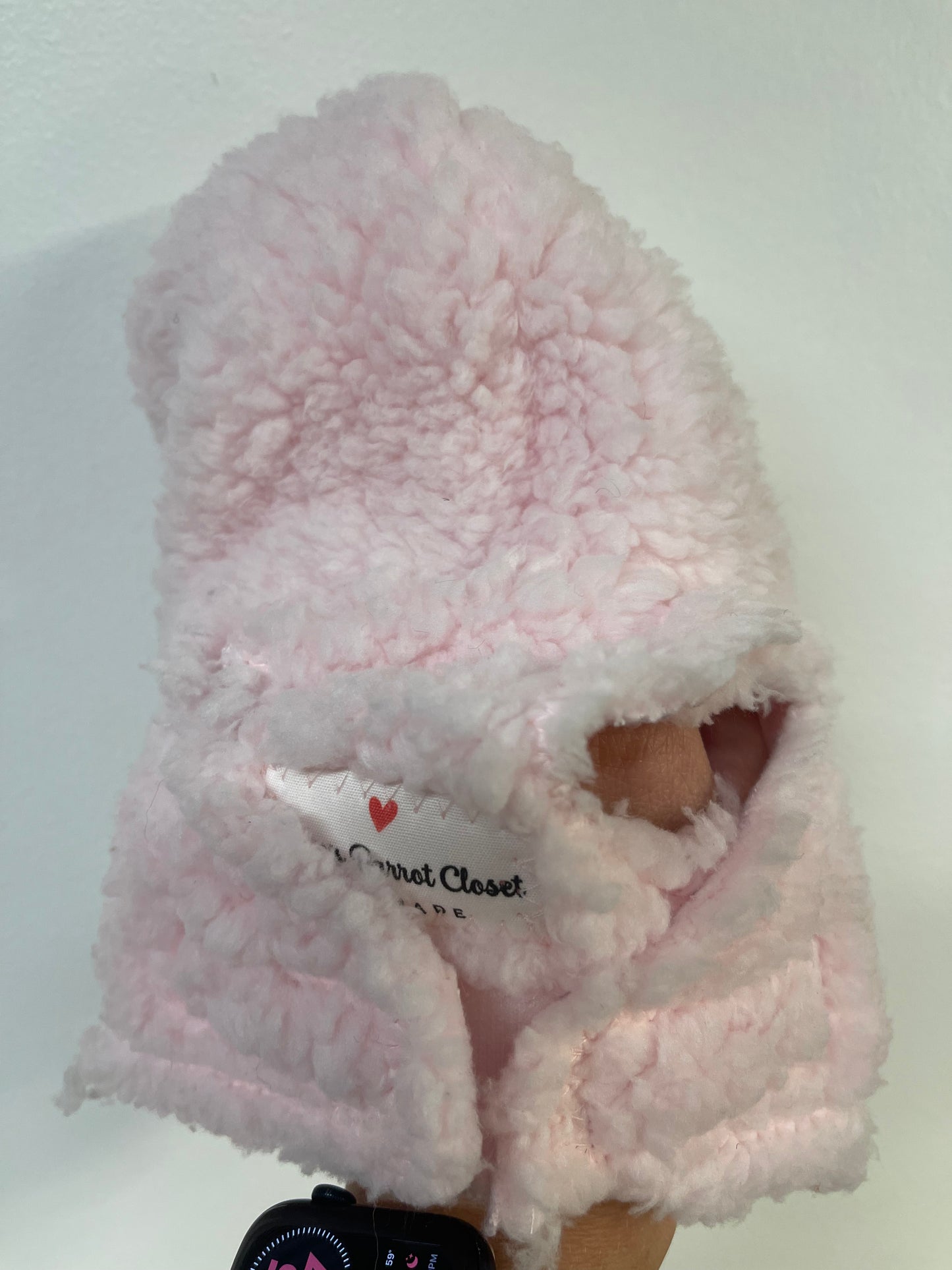 Pink Sherpa with purple pocket