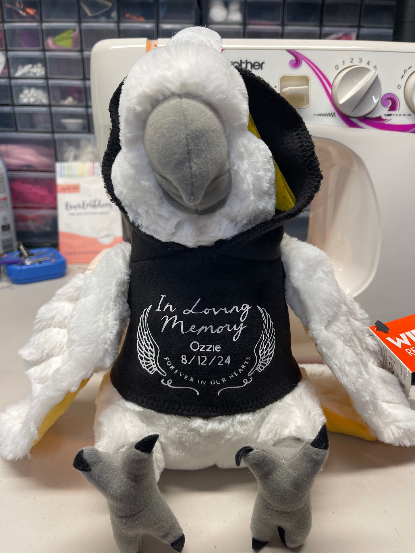 In Memory of Ozzie Hoodie with Cockatoo Plushie